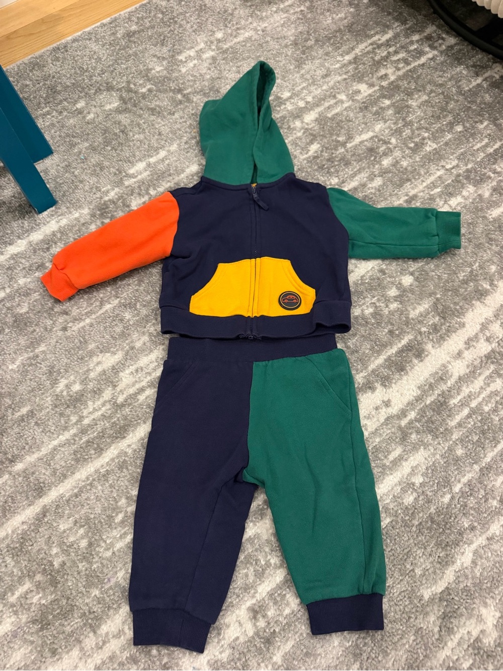 Little Me Green and Navy Baby Jeans